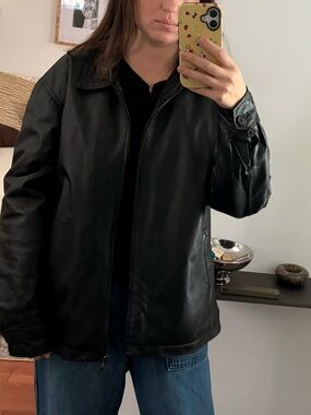 Vintage Cherokee Black Leather Jacket - Women's Stylish Zip Front Coat